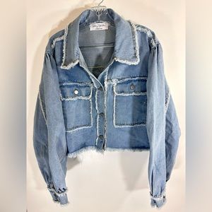 Ashley Daniele By Apricot Lane Peoria Boutique Cropped Sz Lrg Denim Jacket NWOT
